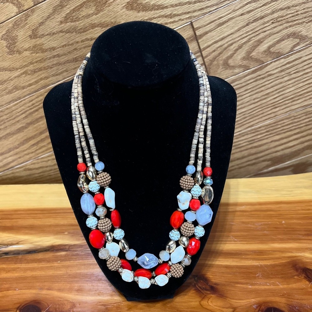 Multi Strand Shell Beaded‎ Statement Necklace Boho Layered Chunky Adjustable